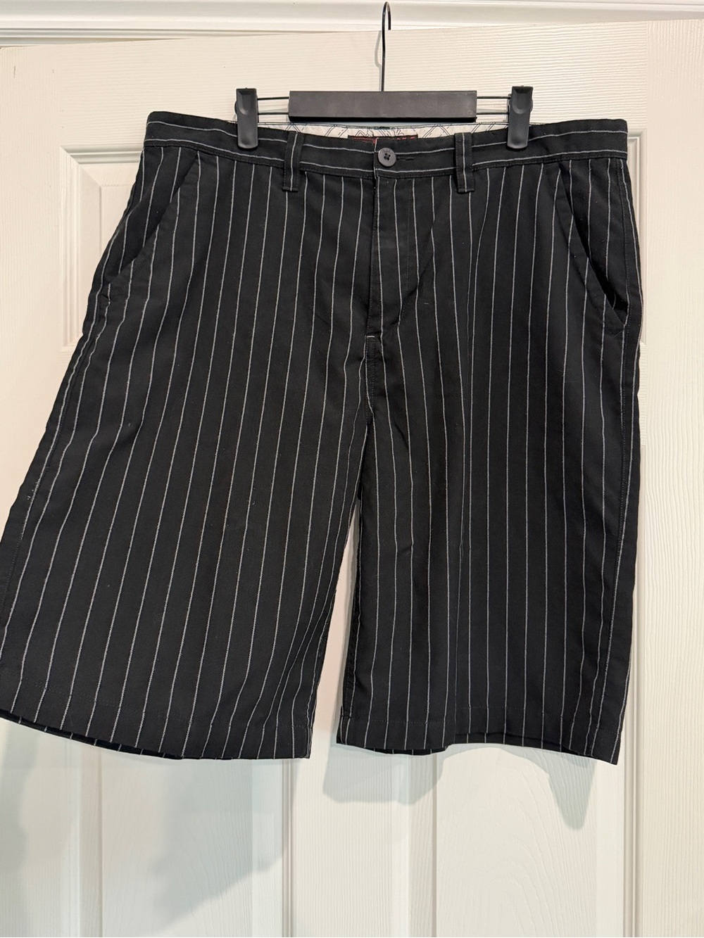 Tony Hawk Black Pinstripe Flat-Front Shorts